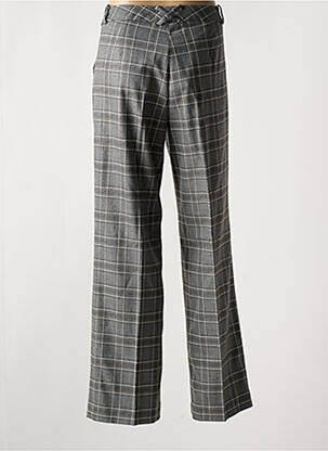 Pantalon droit fermeture zippée sous rabat boutonné taille normale gris MORE & MORE femme