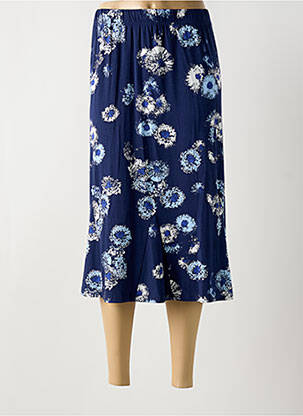 Jupe mi-longue stretch bleu SIGNATURE femme