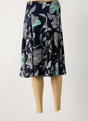 Jupe mi-longue coupe évasée bleu SIGNATURE femme