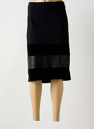 Jupe mi-longue taille à pinces noir MAT. femme