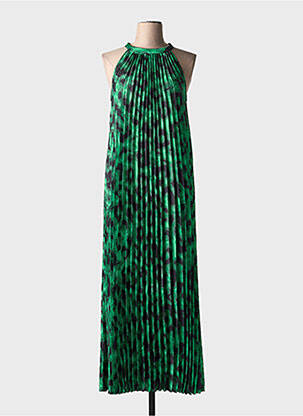 Robe longue imprimé fantaisie sans manche vert LEO & UGO femme