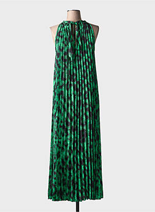 Robe longue imprimé fantaisie sans manche vert LEO & UGO femme