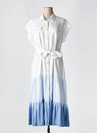 Robe longue coupe évasée manches courtes bleu ANANKE femme