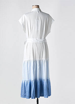 Robe longue coupe évasée manches courtes bleu ANANKE femme