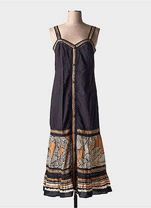 Robe longue coupe évasée fines bretelles noir FUEGO WOMAN femme