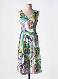Robe mi-longue imprimé fantaisie sans manche vert ESTEL COLLECTION femme