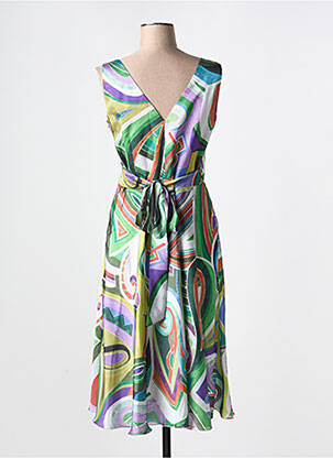 Robe mi-longue imprimé fantaisie sans manche vert ESTEL COLLECTION femme
