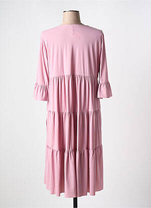 Robe mi-longue manches 3/4 manches 3/4 rose INDIES femme