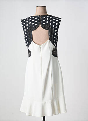Robe mi-longue tissage crêpe manches courtes blanc LESLIE femme
