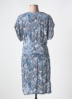 Robe mi-longue coupe fluide manches courtes bleu EVA KAYAN femme