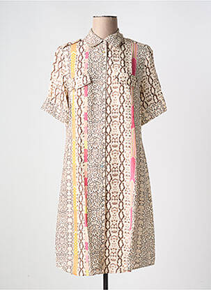 Robe mi-longue manches courtes manches courtes beige FUEGO WOMAN femme