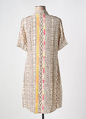 Robe mi-longue manches courtes manches courtes beige FUEGO WOMAN femme