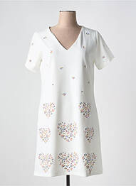 Robe mi-longue tissage crêpe manches courtes blanc LOLITAS & LOLOS femme