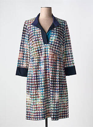 Robe mi-longue manches 3/4 manches 3/4 bleu INDIES femme