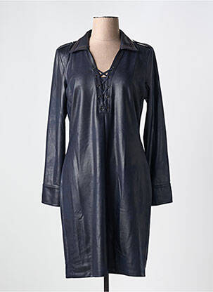 Robe mi-longue manches longues manches longues bleu EVA KAYAN femme