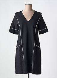 Robe mi-longue tissage crêpe manches courtes noir INDIES femme