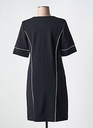 Robe mi-longue tissage crêpe manches courtes noir INDIES femme