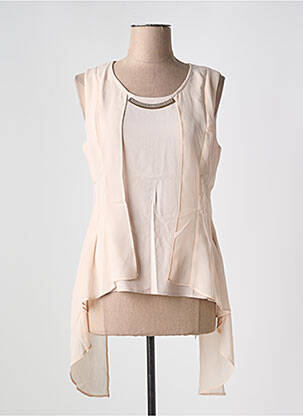 Tunique sans manche tissage crêpe beige LESLIE femme