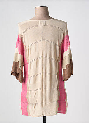 Pull tunique stretch manches 3/4 beige LEO & UGO femme