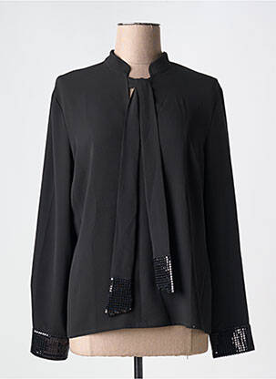 Blouse poignets boutonnés avec fente manches longues noir NATHALIE CHAIZE femme