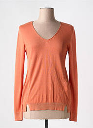 Pull col v manches longues orange EVA KAYAN femme
