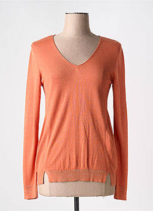 Pull col v manches longues orange EVA KAYAN femme