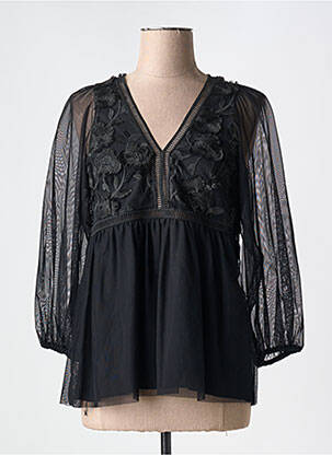 Blouse légère et transparente manches 3/4 noir INDIES femme