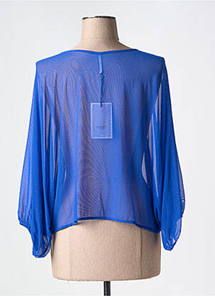 Gilet manches longues col rond bleu INDIES femme