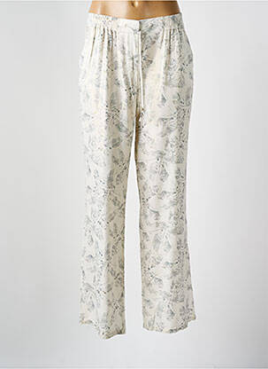 Pantalon droit fermeture zippée sous rabat avec crochet blanc EVA KAYAN femme