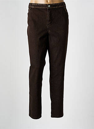 Pantalon droit fermeture zippée sous rabat boutonné marron FUEGO WOMAN femme