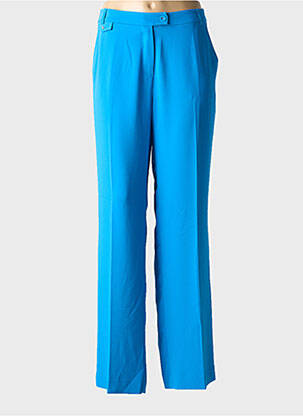 Pantalon droit taille à pinces taille haute bleu EVA KAYAN femme