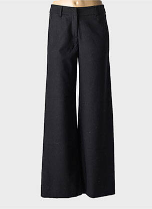 Pantalon flare fermeture zippée sous rabat avec crochet taille haute noir AQUAJEANS femme