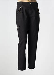 Pantalon chino tissage popeline taille normale noir EVA KAYAN femme