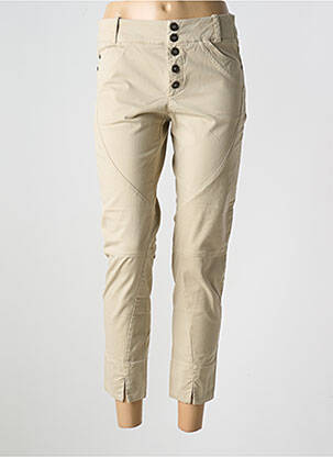 Pantalon 7/8 tissage popeline taille normale beige INDIES femme