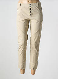 Pantalon 7/8 tissage popeline taille normale beige INDIES femme