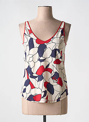 Top tissage crêpe sans manche beige INDIES femme