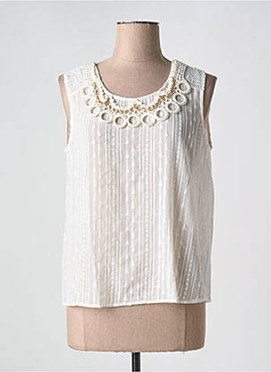 Top coupe fluide sans manche blanc LESLIE femme