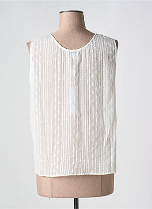 Top tissage crêpe sans manche blanc LESLIE femme