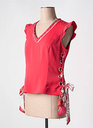 Top manches courtes manches courtes rouge LESLIE femme