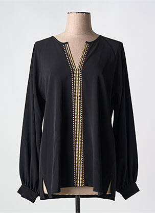 Blouse poignets boutonnés avec fente manches longues noir NATHALIE CHAIZE femme