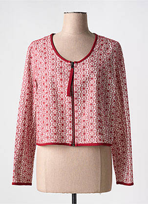 Veste chic col rond rouge NATHALIE CHAIZE femme