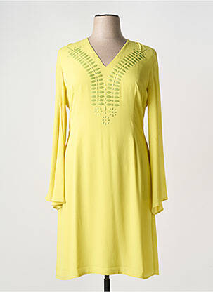 Robe mi-longue manches longues manches longues jaune NATHALIE CHAIZE femme