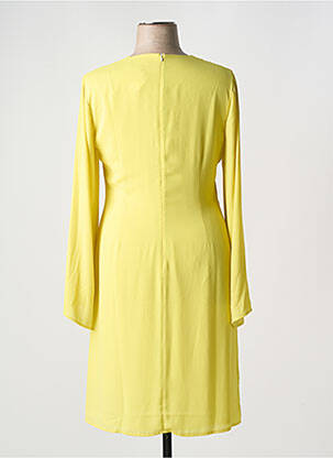 Robe mi-longue tissage crêpe manches longues jaune NATHALIE CHAIZE femme