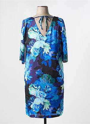 Robe mi-longue imprimé fleurs manches 3/4 bleu ESTEL COLLECTION femme