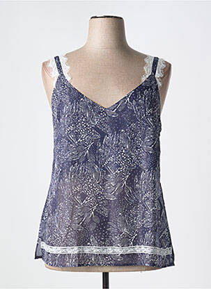 Top tissage crêpe fines bretelles bleu EVA KAYAN femme