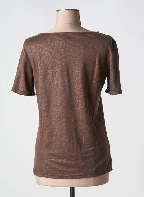 T-shirt sérigraphie avec strass manches courtes marron ANANKE femme