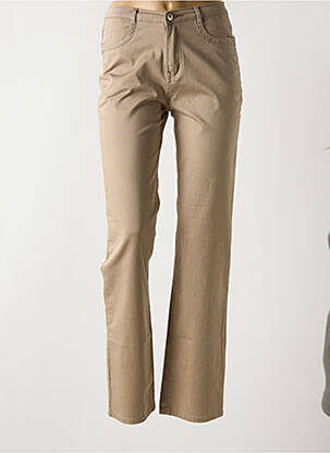 Pantalon slim tissage popeline taille normale marron I.QUING femme