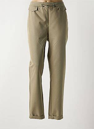 Pantalon droit tissage popeline taille normale vert JULIE GUERLANDE femme