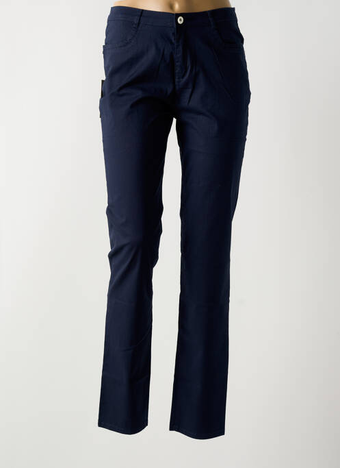 Pantalon slim tissage popeline taille normale bleu I.QUING femme