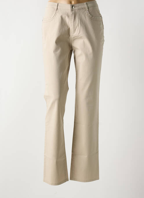 Pantalon slim tissage popeline taille normale beige I.QUING femme